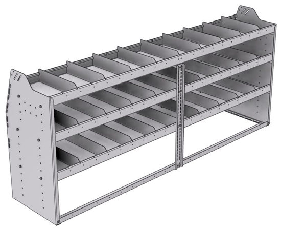 21-8836-3 Profiled back shelf unit 84"Wide x 18.5"Deep x 36"High with 3 shelves