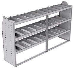 21-8848-3 Profiled back shelf unit 84"Wide x 18.5"Deep x 48"High with 3 shelves