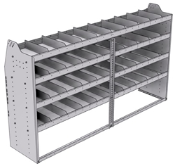 21-8848-4 Profiled back shelf unit 84"Wide x 18.5"Deep x 48"High with 4 shelves