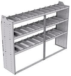 21-8858-3 Profiled back shelf unit 84"Wide x 18.5"Deep x 58"High with 3 shelves