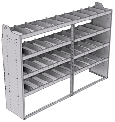 21-8858-4 Profiled back shelf unit 84"Wide x 18.5"Deep x 58"High with 4 shelves