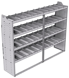 21-8863-4 Profiled back shelf unit 84"Wide x 18.5"Deep x 63"High with 4 shelves