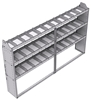 21-9358-3 Profiled back shelf unit 96"Wide x 13.5"Deep x 58"High with 3 shelves