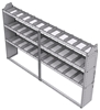 21-9358-3 Profiled back shelf unit 96"Wide x 13.5"Deep x 58"High with 3 shelves