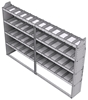 21-9363-4 Profiled back shelf unit 96"Wide x 13.5"Deep x 63"High with 4 shelves