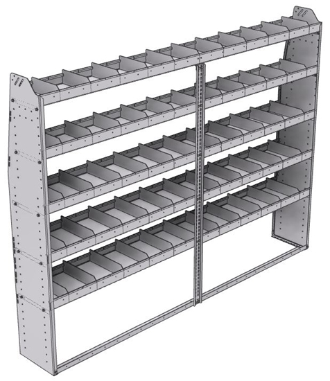 21-9372-5 Profiled back shelf unit 96"Wide x 13.5"Deep x 72"High with 5 shelves