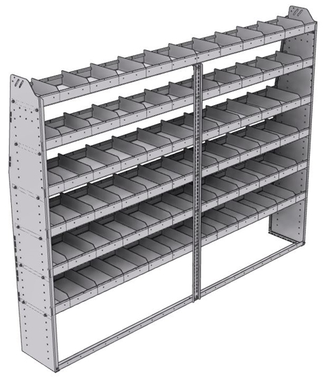 21-9372-6 Profiled back shelf unit 96"Wide x 13.5"Deep x 72"High with 6 shelves