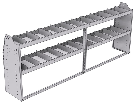 21-9536-2 Profiled back shelf unit 96"Wide x 15.5"Deep x 36"High with 2 shelves