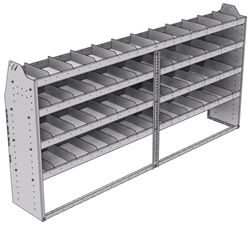 21-9548-4 Profiled back shelf unit 96"Wide x 15.5"Deep x 48"High with 4 shelves