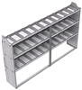 21-9558-3 Profiled back shelf unit 96"Wide x 15.5"Deep x 58"High with 3 shelves