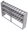 21-9558-3 Profiled back shelf unit 96"Wide x 15.5"Deep x 58"High with 3 shelves