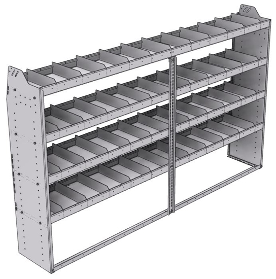 21-9558-4 Profiled back shelf unit 96"Wide x 15.5"Deep x 58"High with 4 shelves