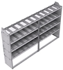 21-9558-4 Profiled back shelf unit 96"Wide x 15.5"Deep x 58"High with 4 shelves