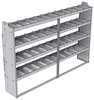 21-9563-4 Profiled back shelf unit 96"Wide x 15.5"Deep x 63"High with 4 shelves