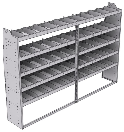 21-9563-5 Profiled back shelf unit 96"Wide x 15.5"Deep x 63"High with 5 shelves