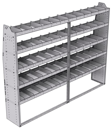 21-9572-5 Profiled back shelf unit 96"Wide x 15.5"Deep x 72"High with 5 shelves