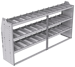 21-9848-3 Profiled back shelf unit 96"Wide x 18.5"Deep x 48"High with 3 shelves