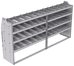21-9848-4 Profiled back shelf unit 96"Wide x 18.5"Deep x 48"High with 4 shelves