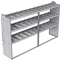 21-9858-3 Profiled back shelf unit 96"Wide x 18.5"Deep x 58"High with 3 shelves