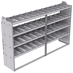 21-9858-4 Profiled back shelf unit 96"Wide x 18.5"Deep x 58"High with 4 shelves