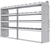 21-9858-4 Profiled back shelf unit 96"Wide x 18.5"Deep x 58"High with 4 shelves