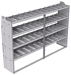 21-9863-4 Profiled back shelf unit 96"Wide x 18.5"Deep x 63"High with 4 shelves