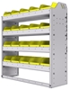 22-3136-4 Square back bin shelf unit 34.5"Wide x 11.5"Deep x 36"High with 4 shelves