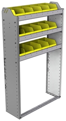 22-3158-3 Square back bin shelf unit 34.5"Wide x 11.5"Deep x 58"High with 3 shelves