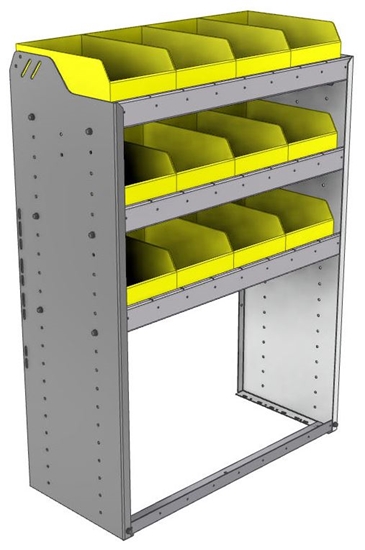 22-3548-3 Square back bin shelf unit 34.5"Wide x 15.5"Deep x 48"High with 3 shelves