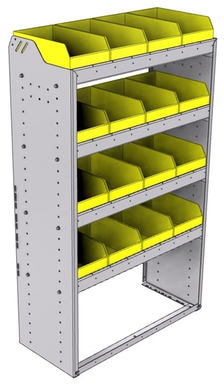 22-3558-4 Square back bin shelf unit 34.5"Wide x 15.5"Deep x 58"High with 4 shelves