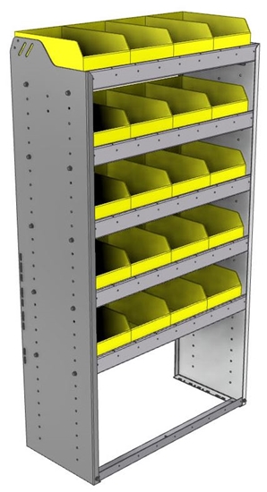 22-3563-5 Square back bin shelf unit 34.5"Wide x 15.5"Deep x 63"High with 5 shelves