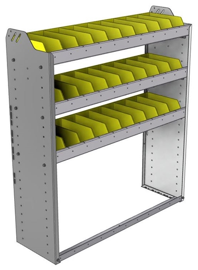 22-4348-3 Square back bin shelf unit 43"Wide x 13.5"Deep x 48"High with 3 shelves