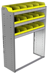 22-4558-3 Square back bin shelf unit 43"Wide x 15.5"Deep x 58"High with 3 shelves