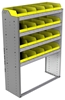 22-4558-4 Square back bin shelf unit 43"Wide x 15.5"Deep x 58"High with 4 shelves