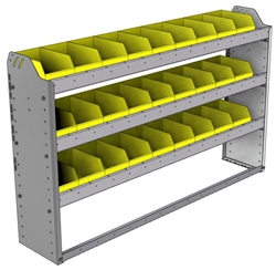 22-5136-3 Square back bin shelf unit 58.5"Wide x 11.5"Deep x 36"High with 3 shelves