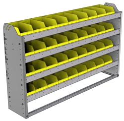 22-5136-4 Square back bin shelf unit 58.5"Wide x 11.5"Deep x 36"High with 4 shelves