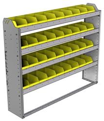 22-5148-4 Square back bin shelf unit 58.5"Wide x 11.5"Deep x 48"High with 4 shelves