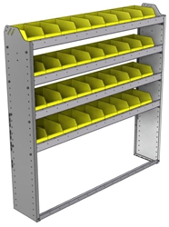22-5158-4 Square back bin shelf unit 58.5"Wide x 11.5"Deep x 58"High with 4 shelves