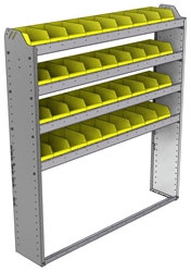 22-5163-4 Square back bin shelf unit 58.5"Wide x 11.5"Deep x 63"High with 4 shelves