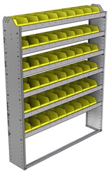 22-5172-6 Square back bin shelf unit 58.5"Wide x 11.5"Deep x 72"High with 6 shelves