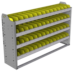 22-5336-4 Square back bin shelf unit 58.5"Wide x 13.5"Deep x 36"High with 4 shelves