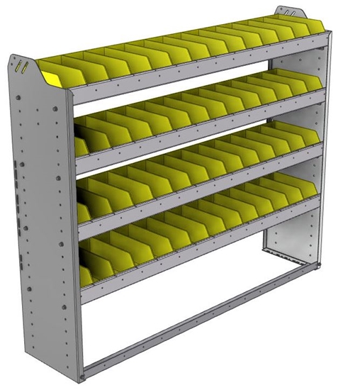 22-5348-4 Square back bin shelf unit 58.5"Wide x 13.5"Deep x 48"High with 4 shelves