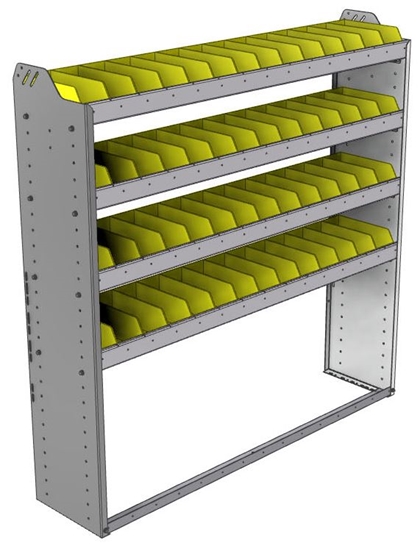 22-5358-4 Square back bin shelf unit 58.5"Wide x 13.5"Deep x 58"High with 4 shelves