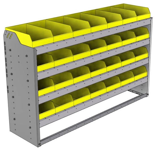 22-5536-4 Square back bin shelf unit 58.5"Wide x 15.5"Deep x 36"High with 4 shelves