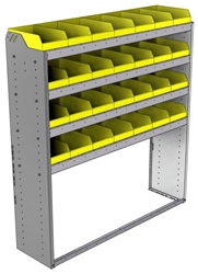 22-5563-4 Square back bin shelf unit 58.5"Wide x 15.5"Deep x 63"High with 4 shelves