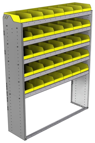 22-5572-5 Square back bin shelf unit 58.5"Wide x 15.5"Deep x 72"High with 5 shelves