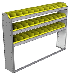 22-6148-3 Square back bin shelf unit 67"Wide x 11.5"Deep x 48"High with 3 shelves