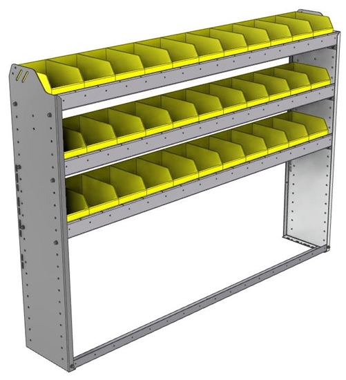 22-6148-3 Square back bin shelf unit 67"Wide x 11.5"Deep x 48"High with 3 shelves