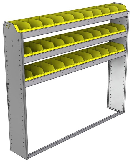 22-6158-3 Square back bin shelf unit 67"Wide x 11.5"Deep x 58"High with 3 shelves