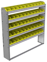 22-6163-5 Square back bin shelf unit 67"Wide x 11.5"Deep x 63"High with 5 shelves